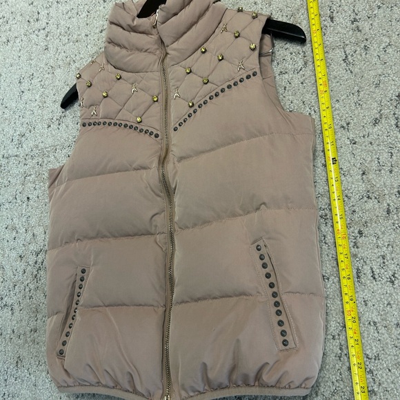 Patrizia Pepe size 40 (sz 6) soft pink Duck Down Vest with Studded BEE/Jewels - Picture 11 of 14